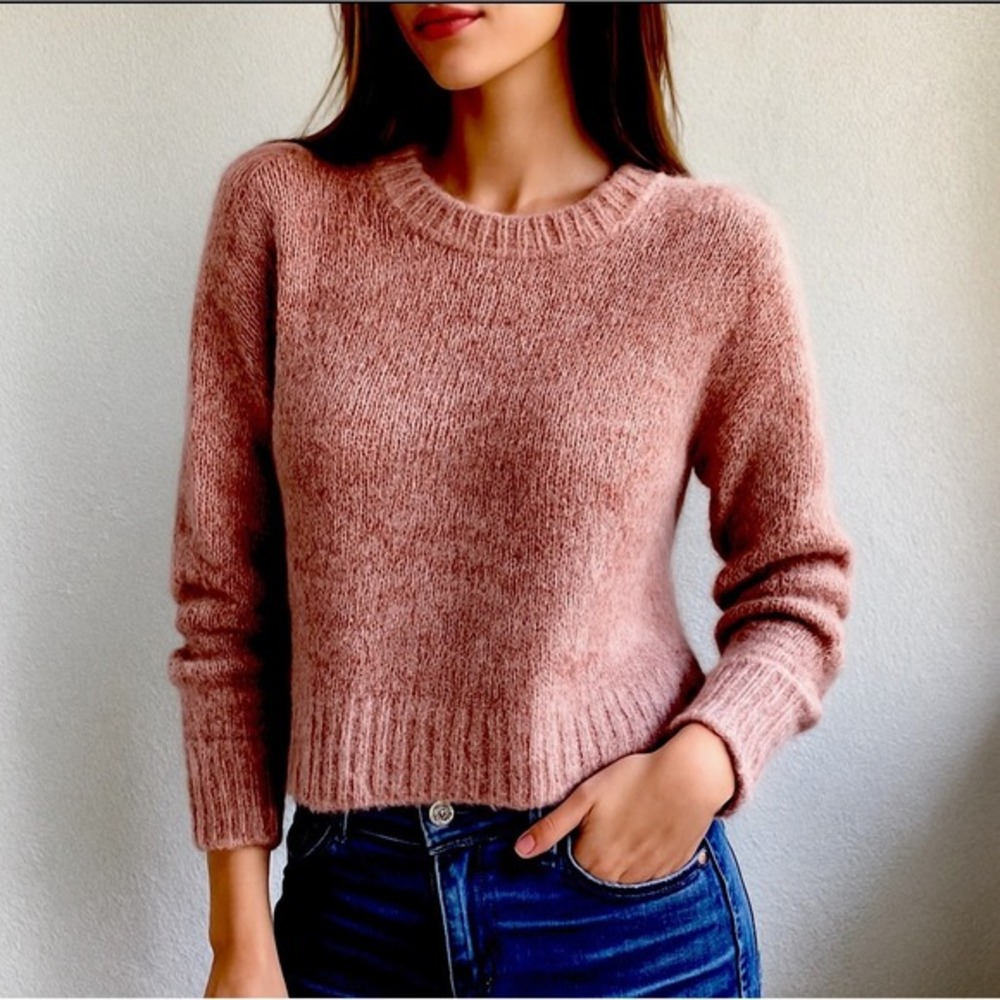 Rachel Zoe Alpaca Wool Blend Sweater – Size M - Rose Pink- Fuzzy‎ Soft Cozy